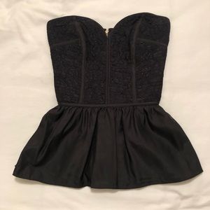 DEVLIN - NORDSTROM Black Lace Peplum Top | Size M